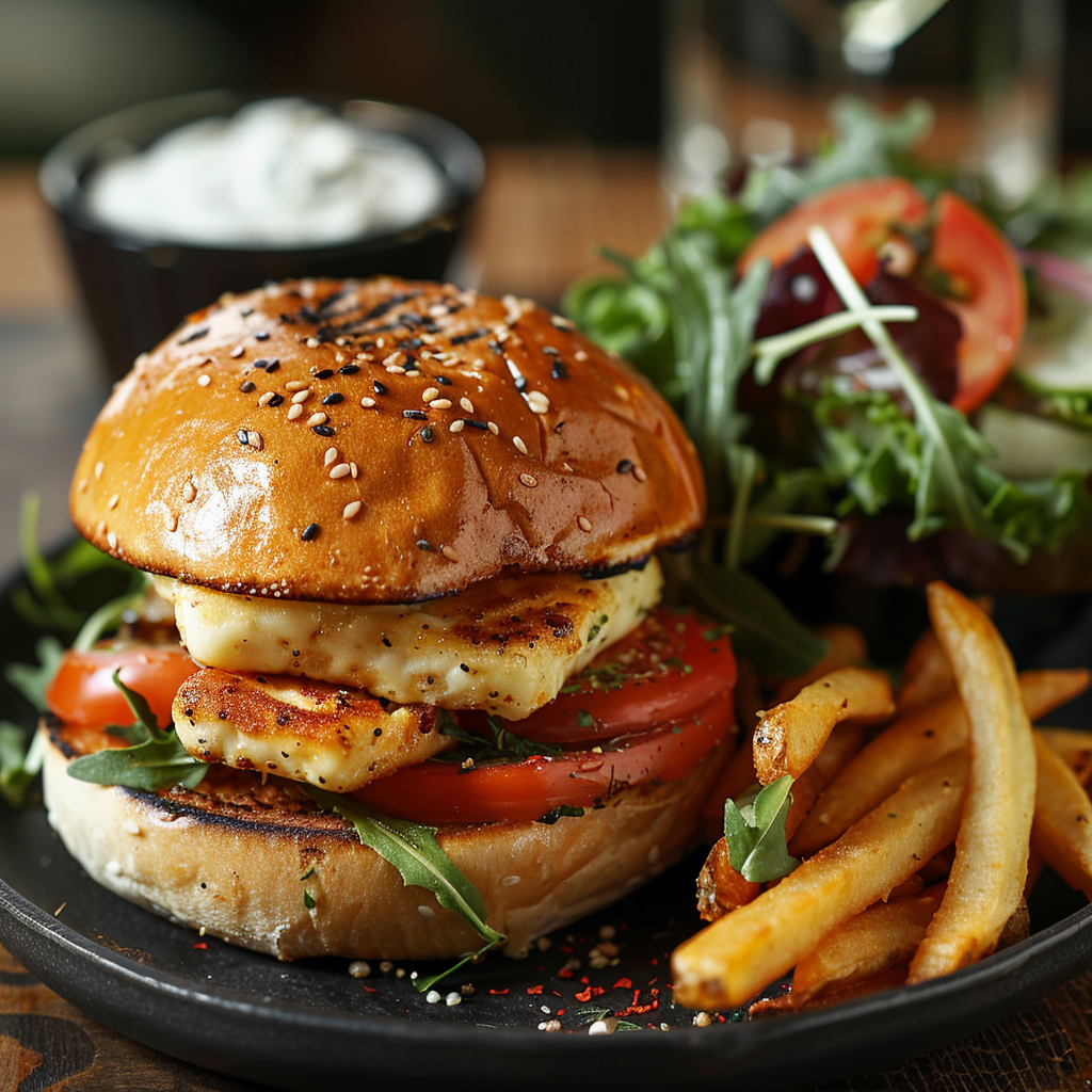 Burger végétarien au halloumi