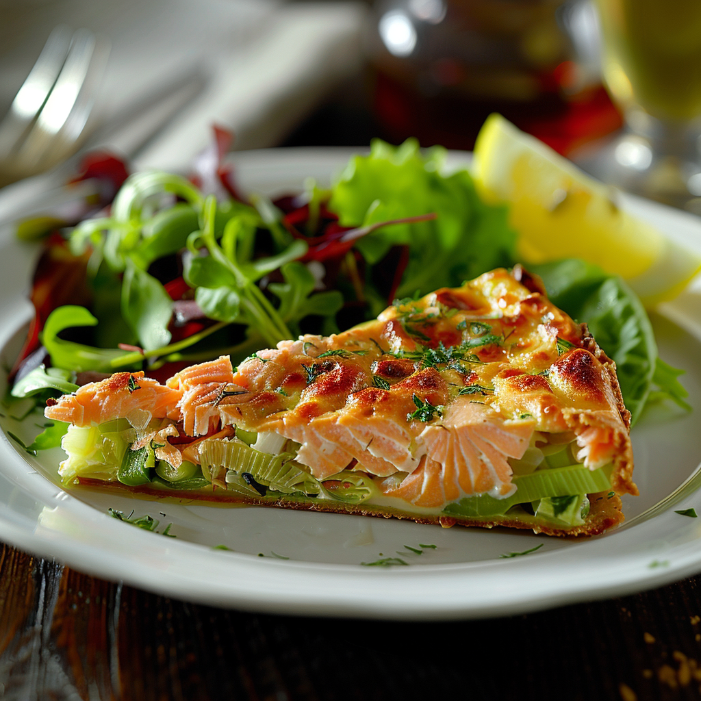 Clafoutis au saumon et poireaux