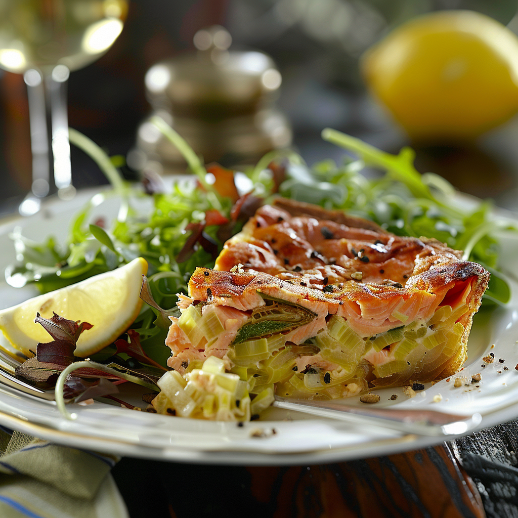 Clafoutis au saumon et poireaux
