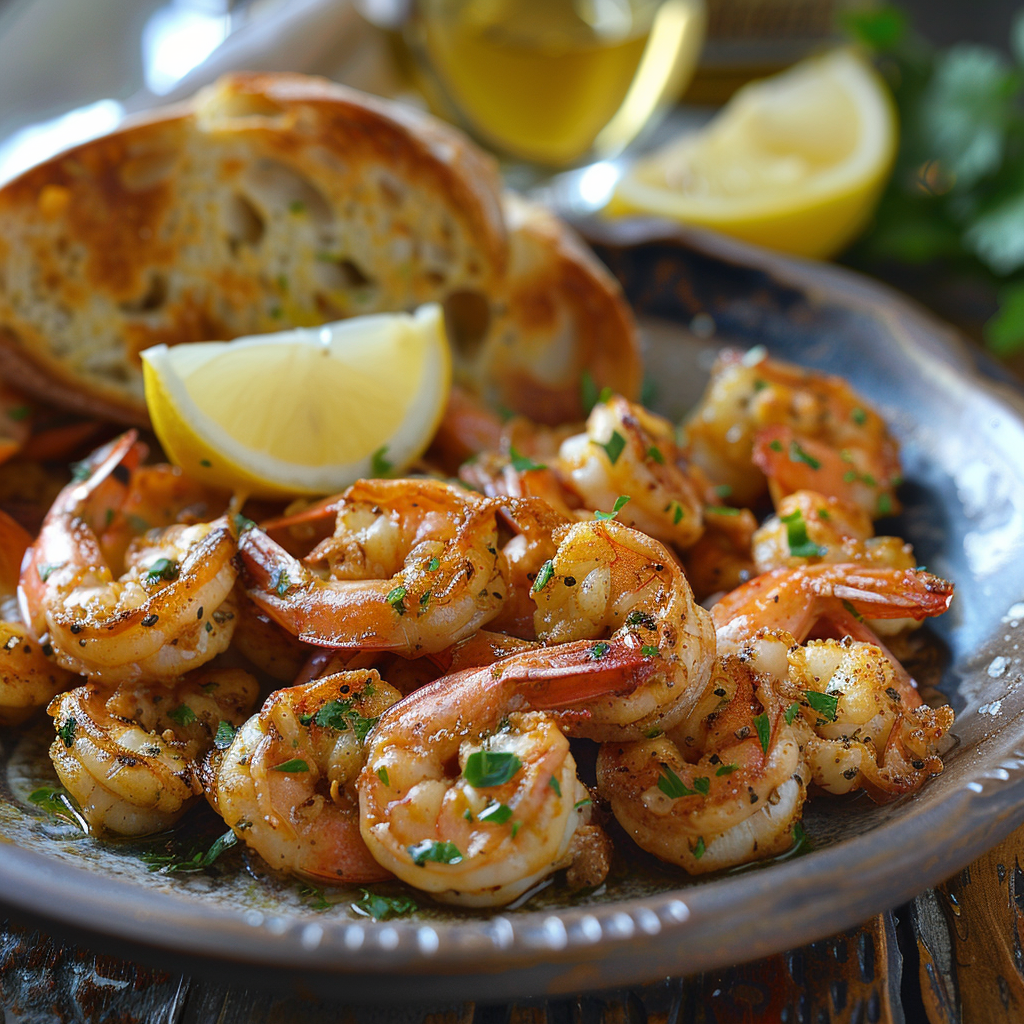 Crevettes sautées à l’ail