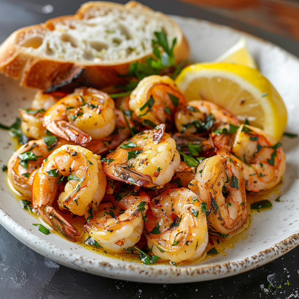 Crevettes sautées à l’ail