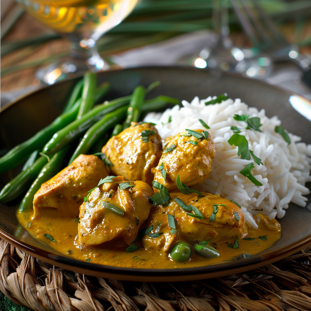 Poulet au curry et lait de coco