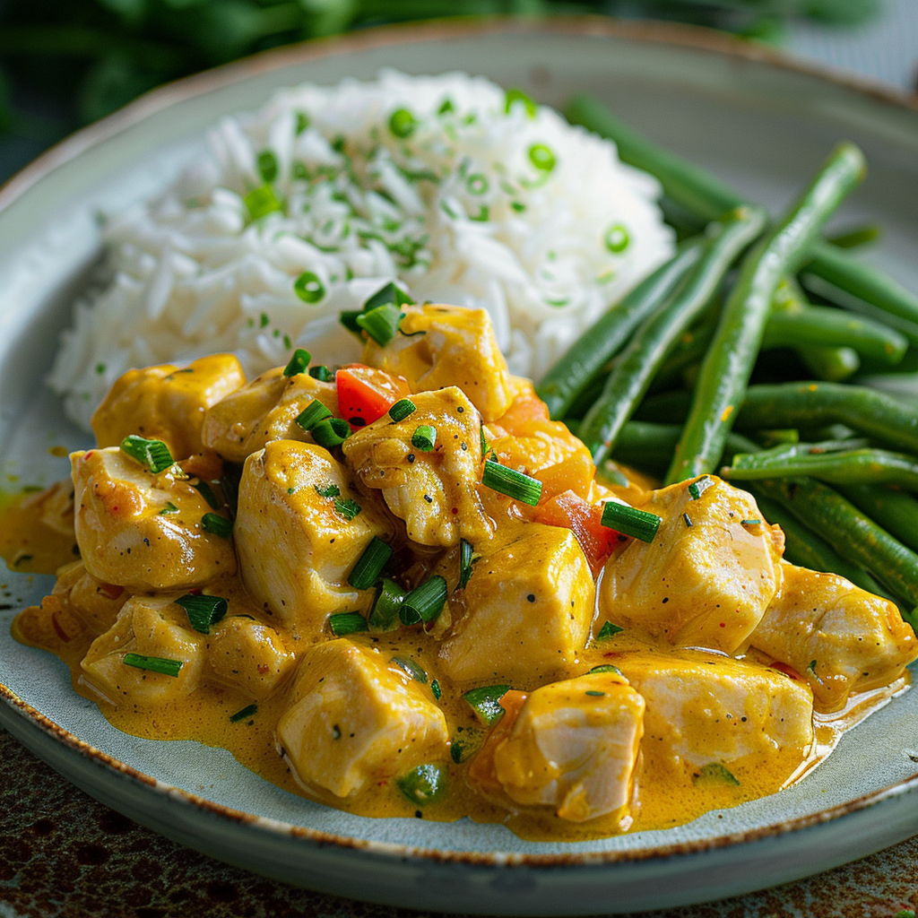 Poulet au curry et lait de coco