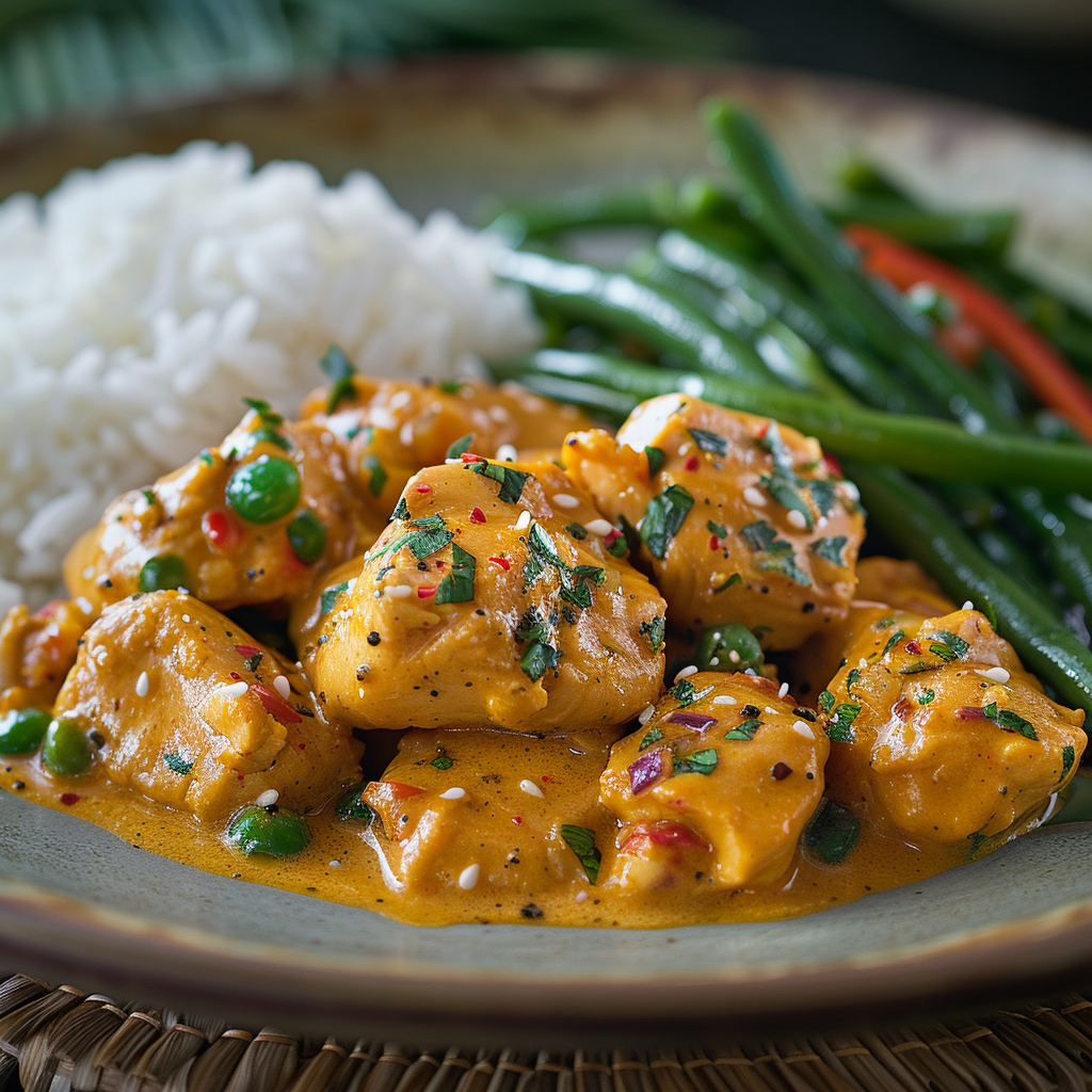 Poulet au curry et lait de coco