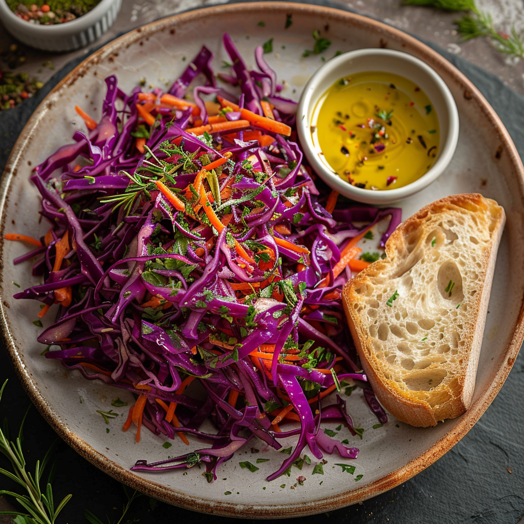 Salade de chou rouge et carottes râpées