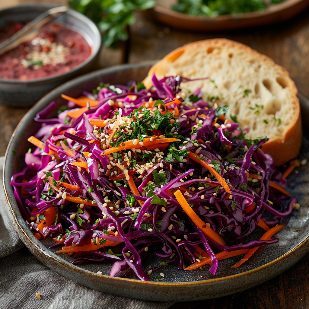 Salade de chou rouge et carottes râpées