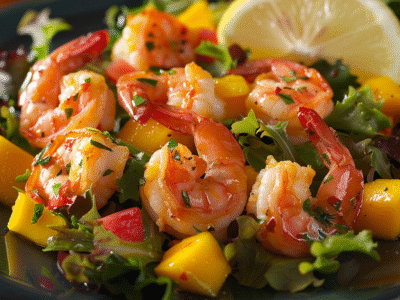 Salade de crevettes et mangue : Recette facile et savoureuse