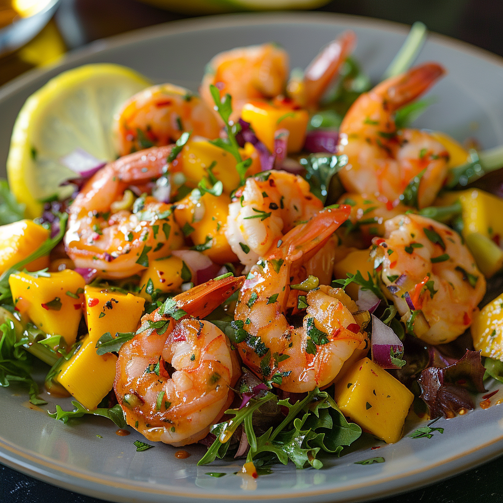 Salade de crevettes et mangue