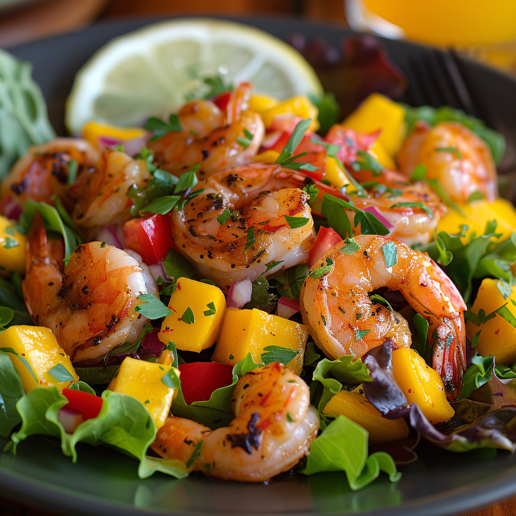 Salade de crevettes et mangue