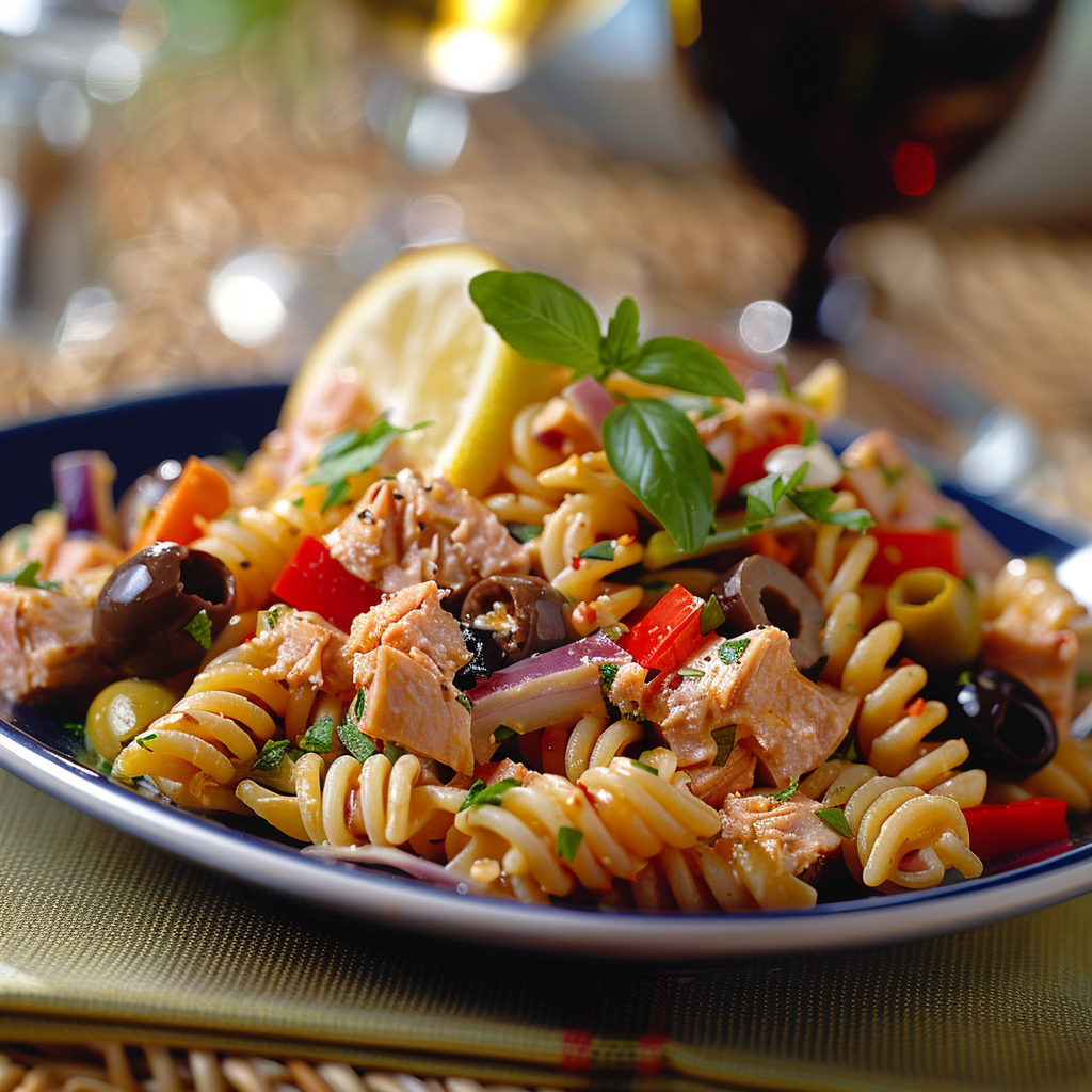 Salade de pâtes au thon et légumes croquants