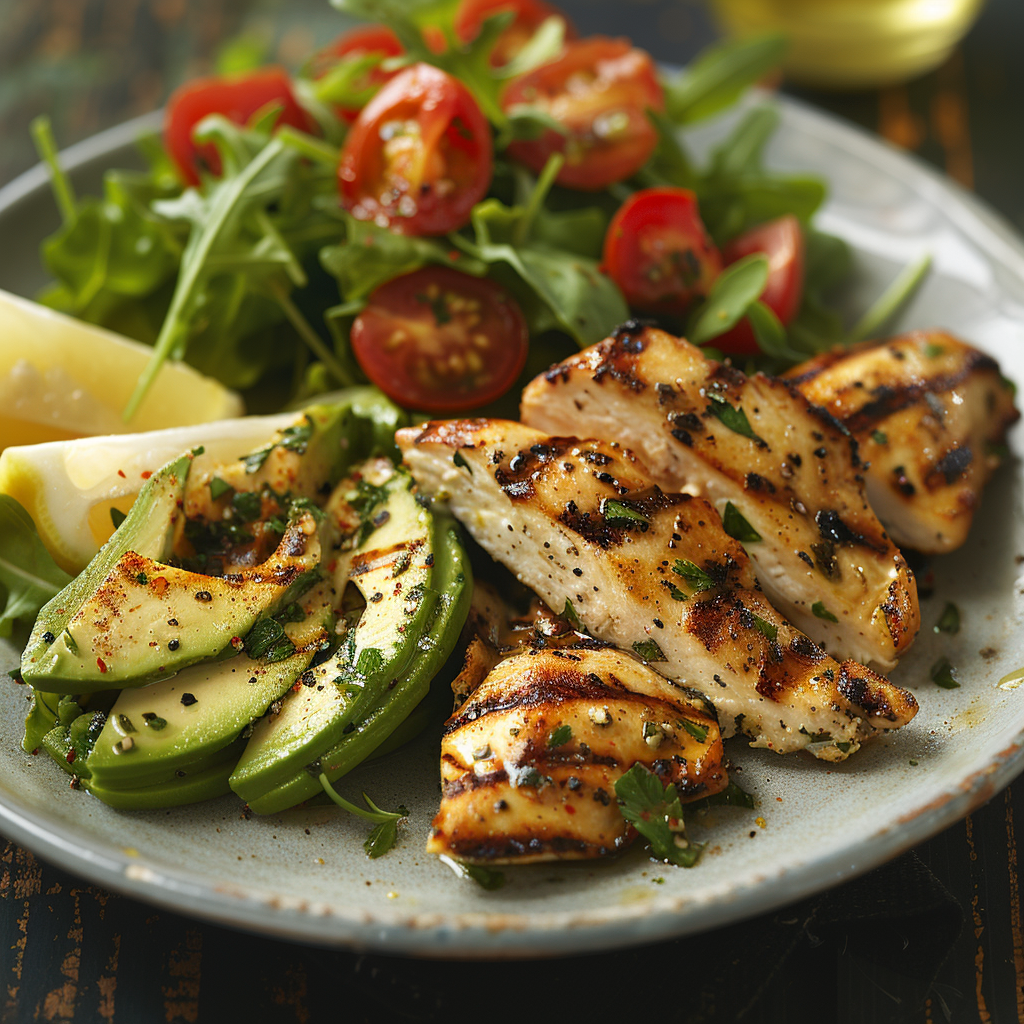 Salade de poulet grillé et avocat