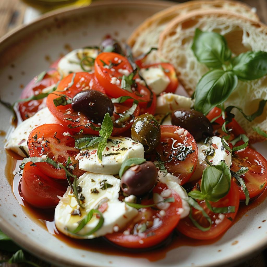 Salade de tomates mozzarella basilic