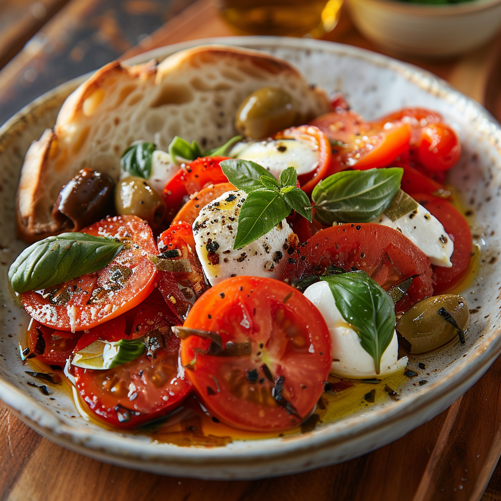 Salade de tomates mozzarella basilic