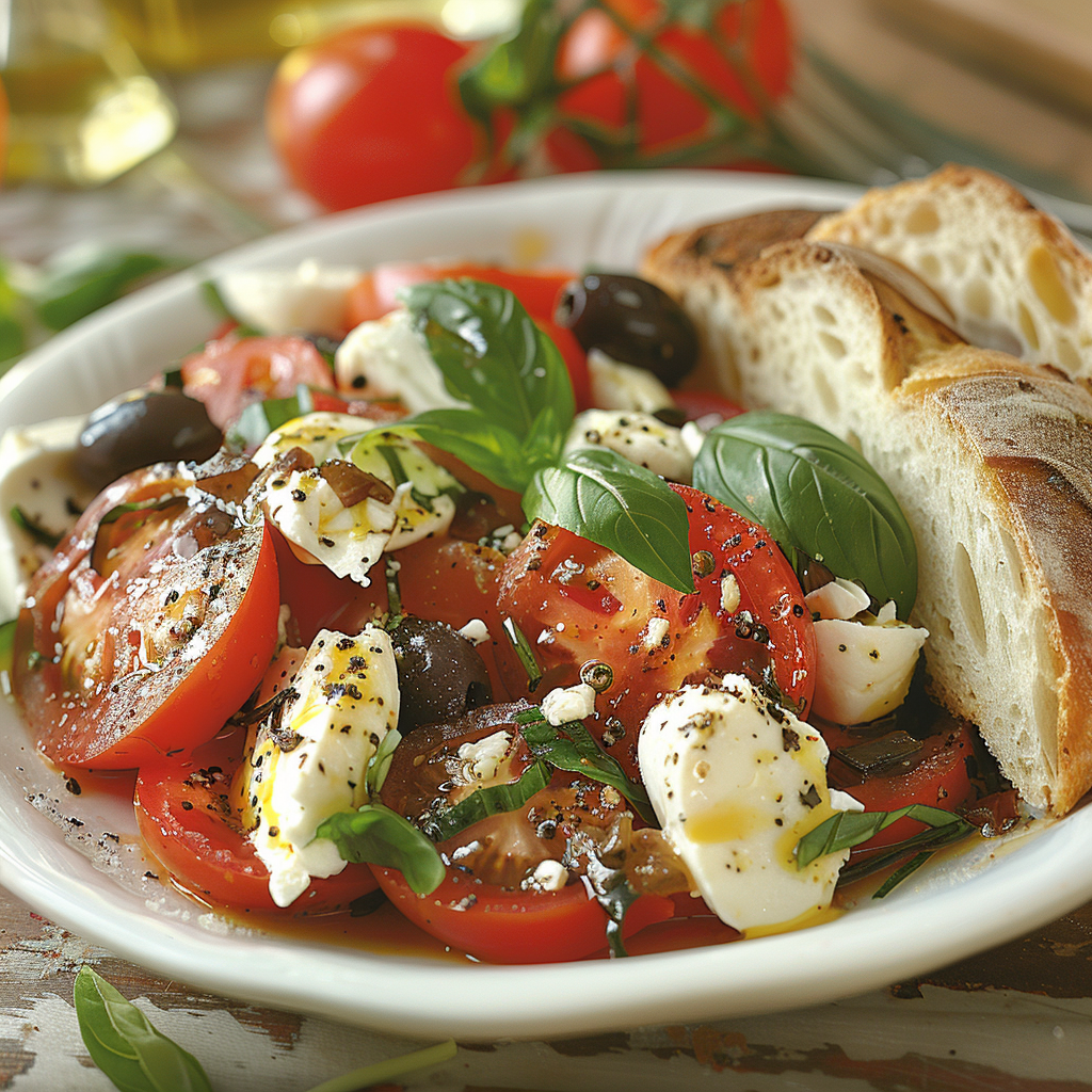 Salade de tomates mozzarella basilic
