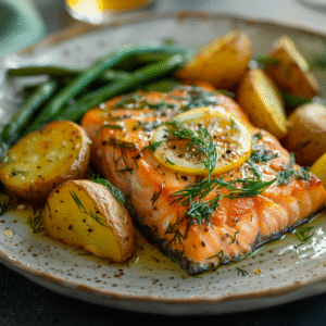 Saumon au four citron et aneth