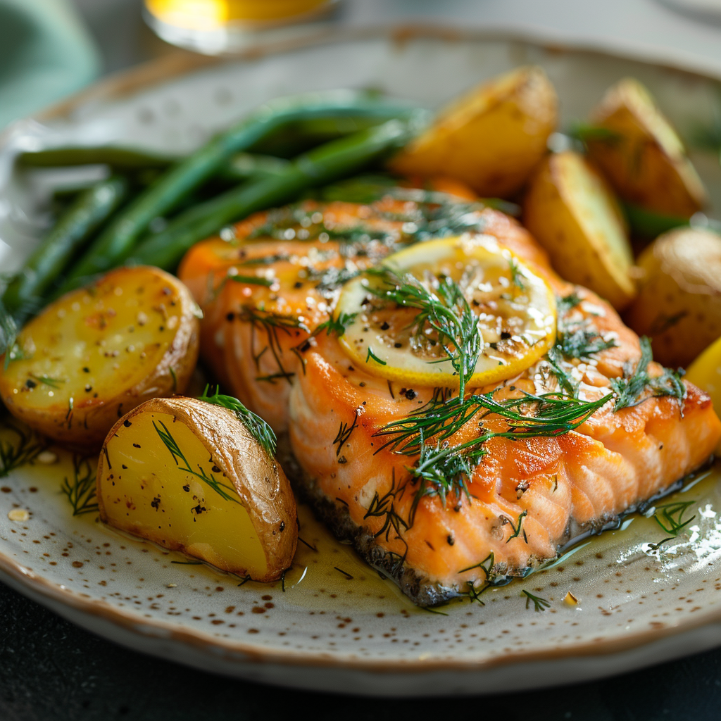 Saumon au four citron et aneth