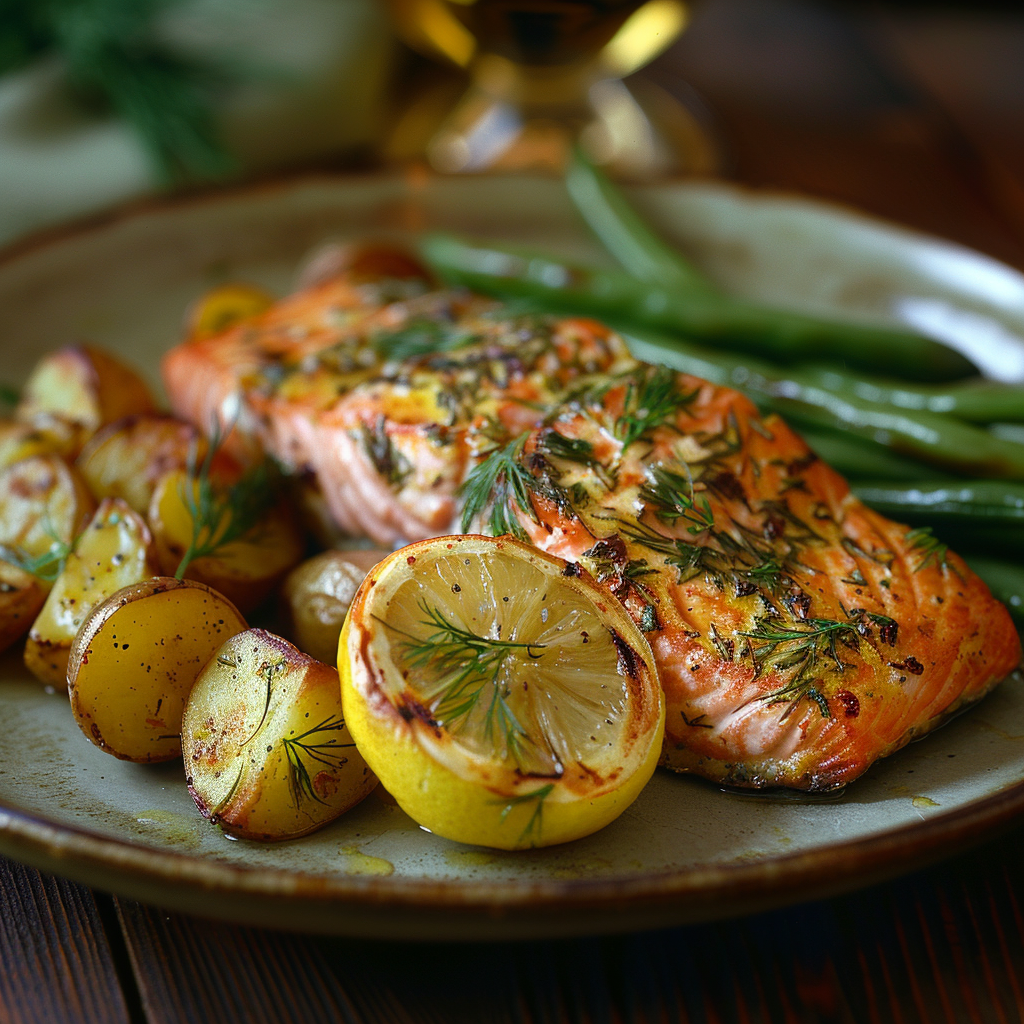 Saumon au four citron et aneth