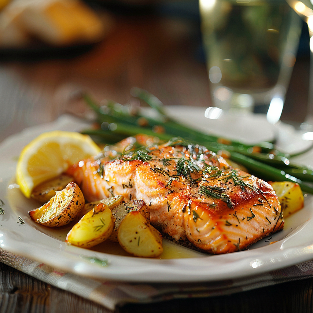 Saumon au four citron et aneth