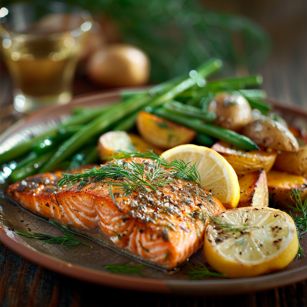 Saumon au four citron et aneth