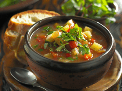 Soupe de légumes du jardin : Recette facile et savoureuse