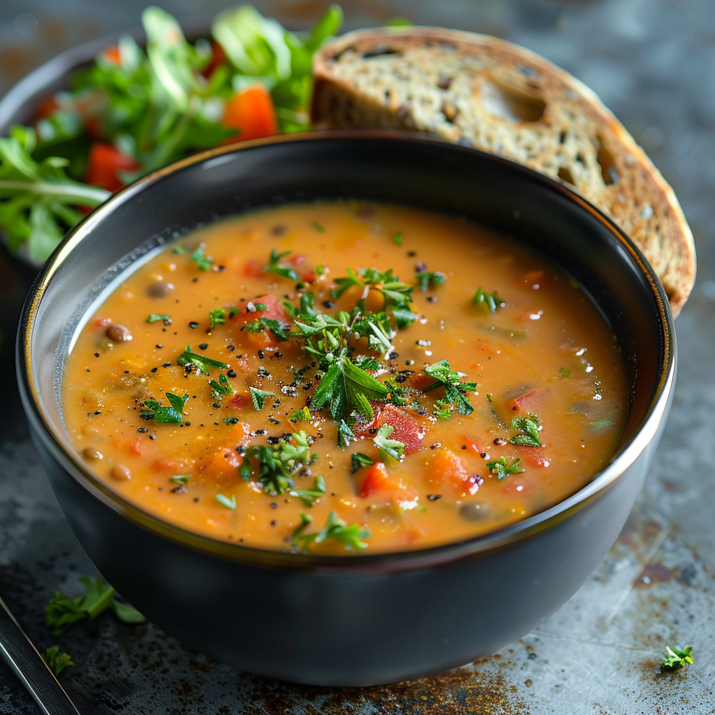 Soupe de lentilles corail au lait de coco
