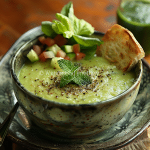 Soupe froide de concombre et menthe