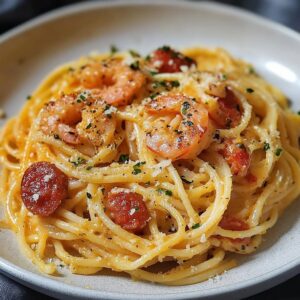 Spaghetti Chorizo Crevettes