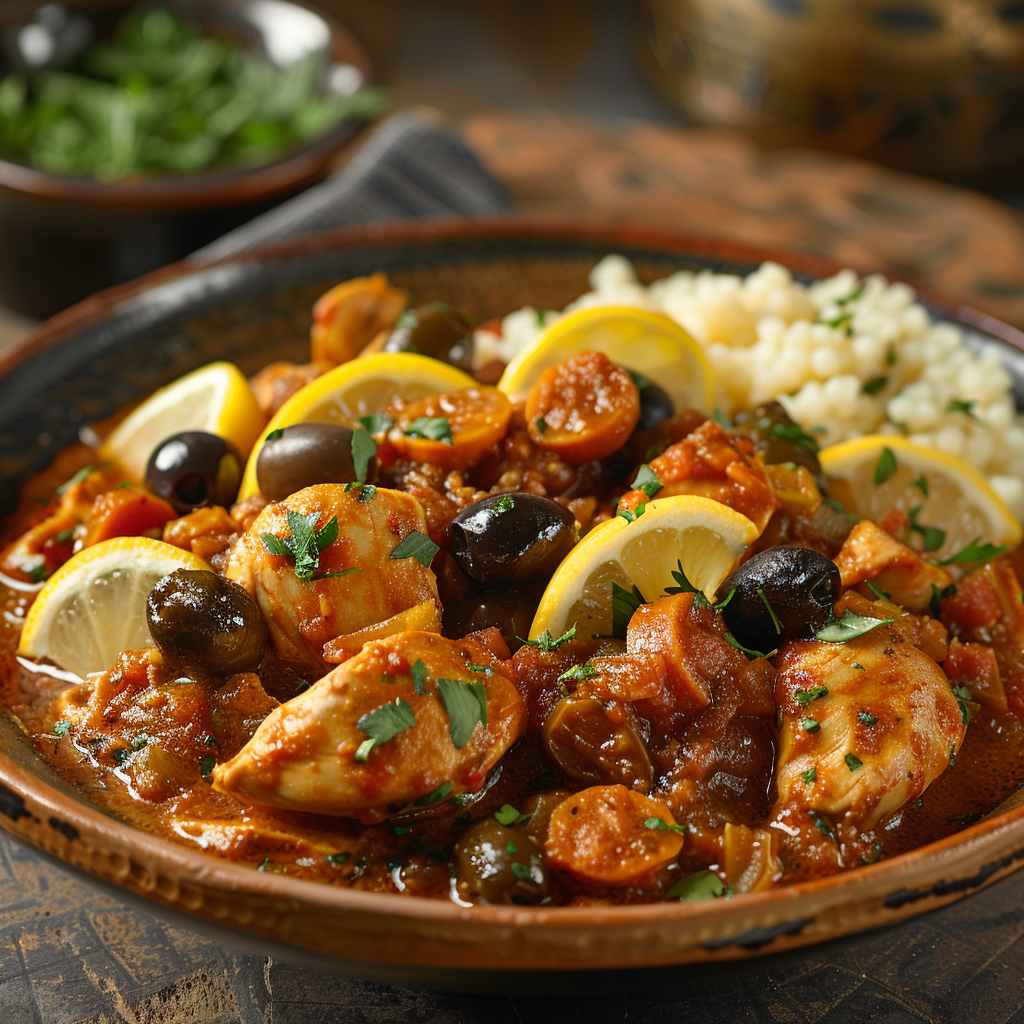 Tajine de poulet aux citrons confits