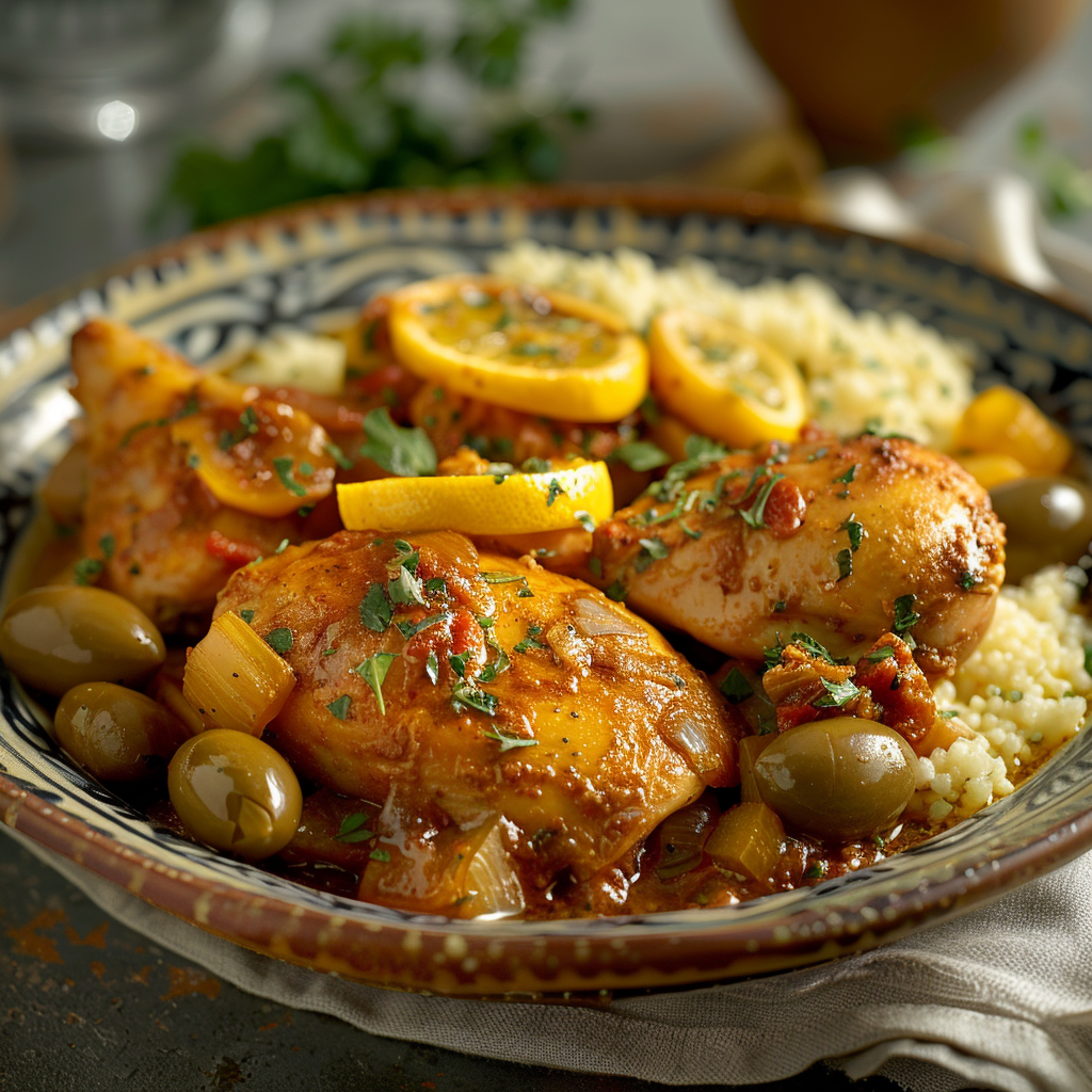 Tajine de poulet aux citrons confits