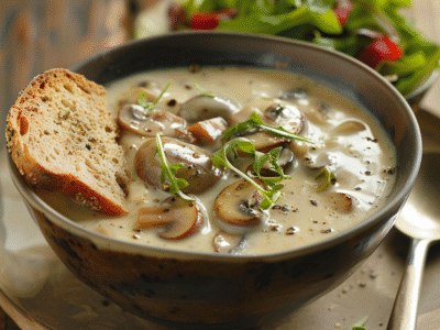 Velouté de champignons crémeux : Recette facile et savoureuse