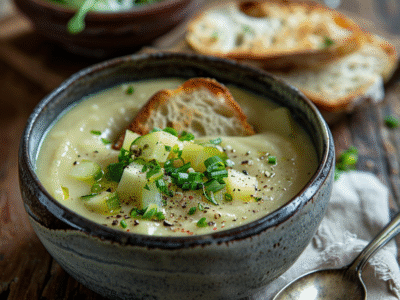 Velouté de poireaux et pommes de terre : Recette facile et savoureuse