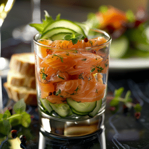 recette verrine saumon concombre