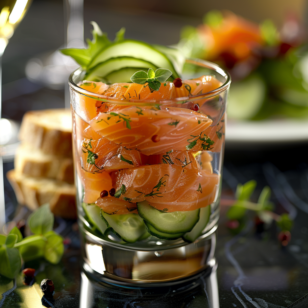 recette verrine saumon concombre