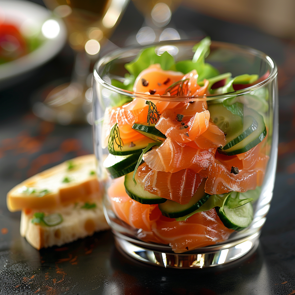 recette verrine saumon concombre