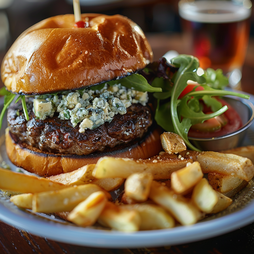 Burger au bleu et roquette
