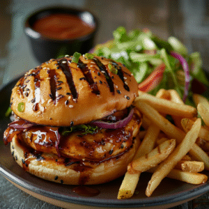 Burger au poulet et sauce barbecue