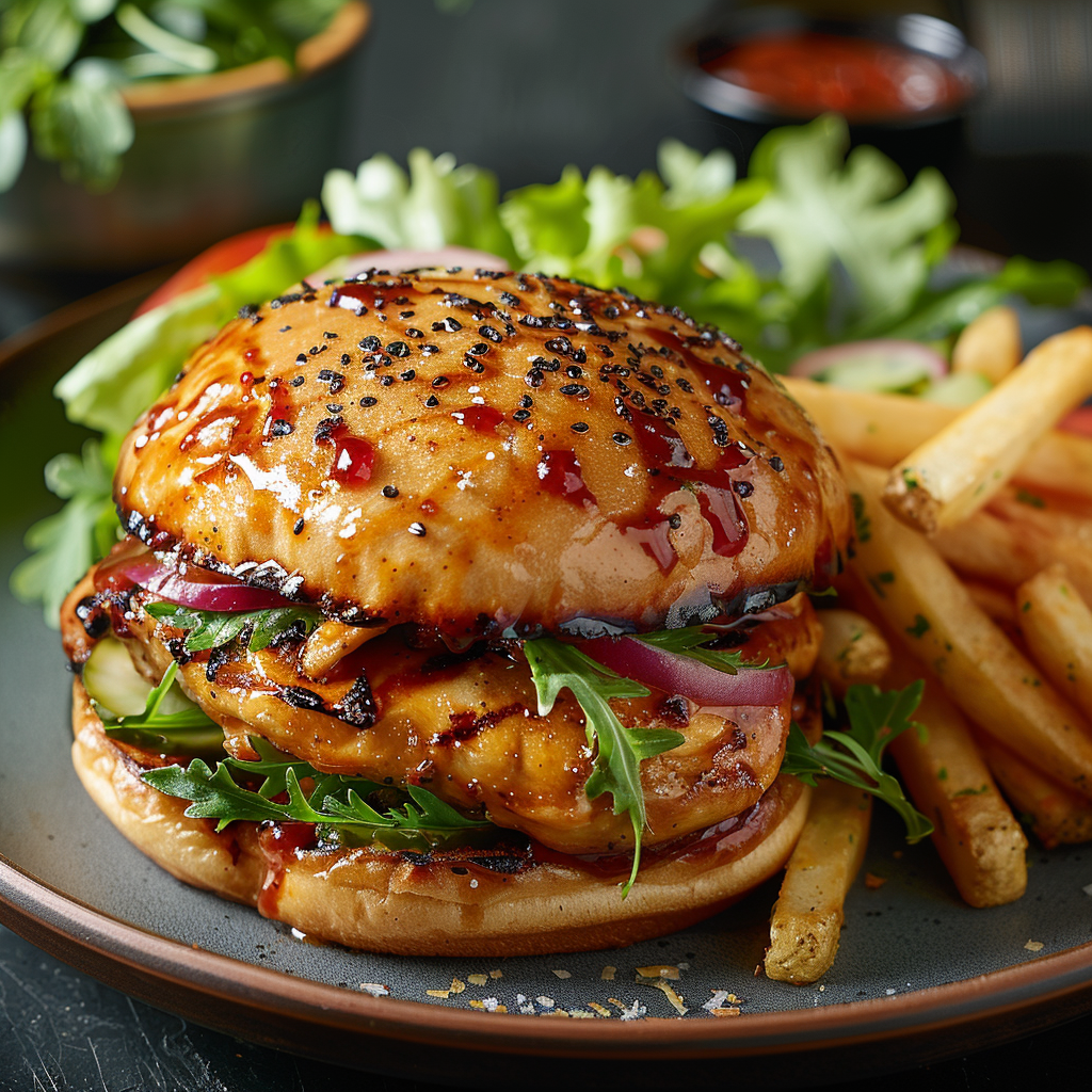 Burger au poulet et sauce barbecue