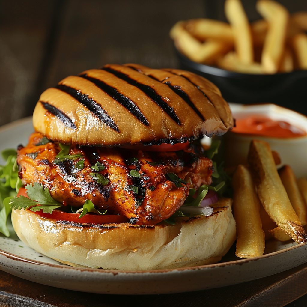 Burger au poulet tandoori