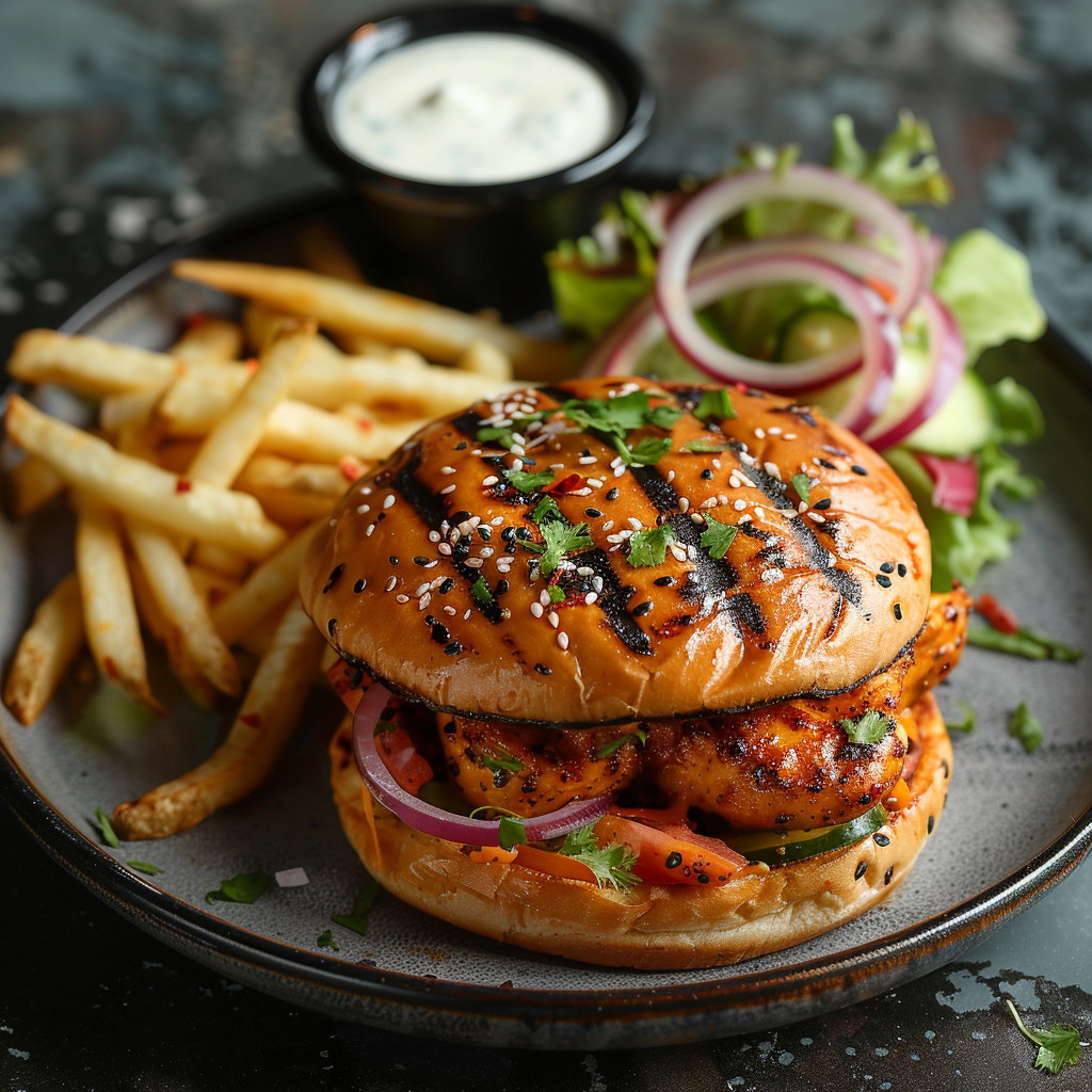 Burger au poulet tandoori