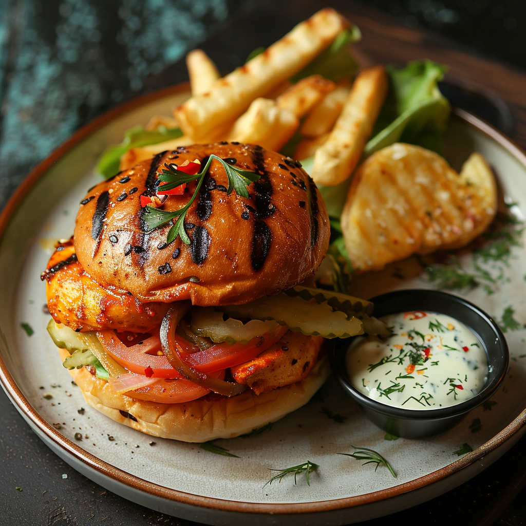 Burger au poulet tandoori