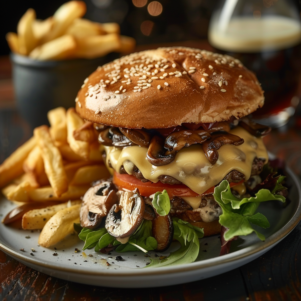 Burger aux champignons et fromage fondant