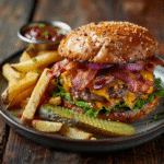 Burger bacon cheddar maison