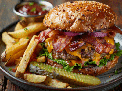 Burger Bacon Cheddar Maison : Recette Savoureuse et Facile