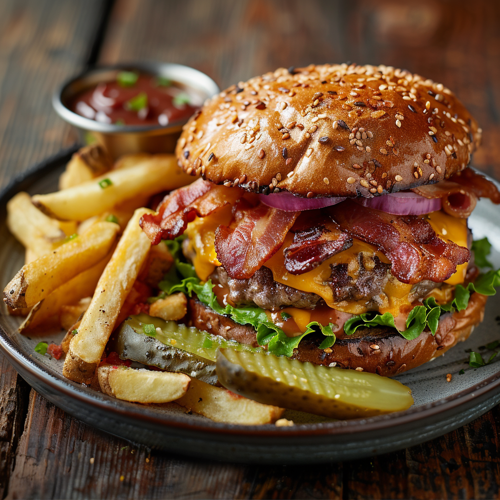 Burger bacon cheddar maison