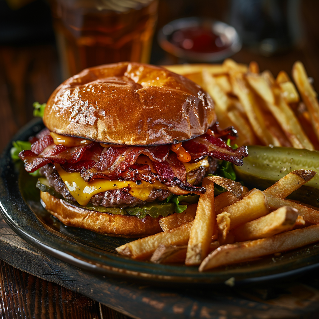 Burger bacon cheddar maison