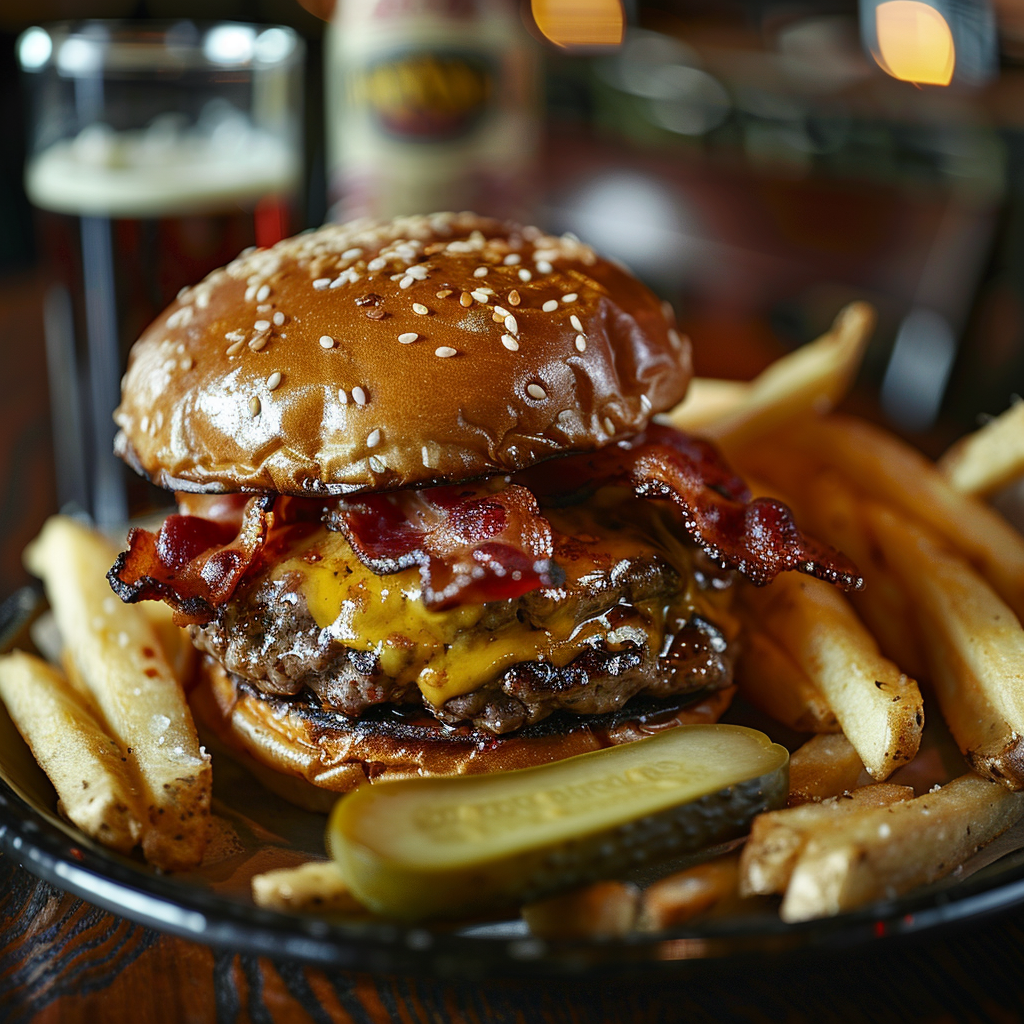 Burger bacon cheddar maison