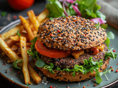 Burger végétalien aux haricots noirs : Recette facile et savoureuse