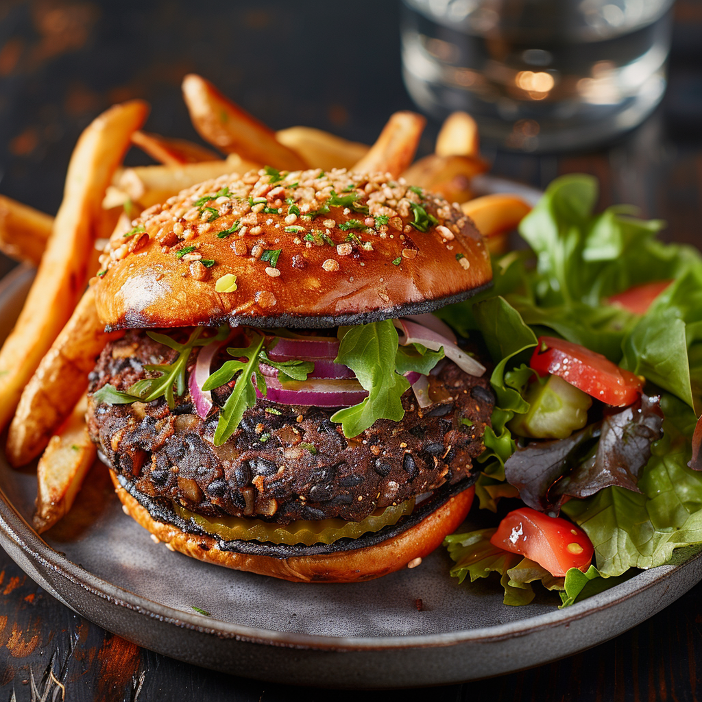 Burger végétalien aux haricots noirs