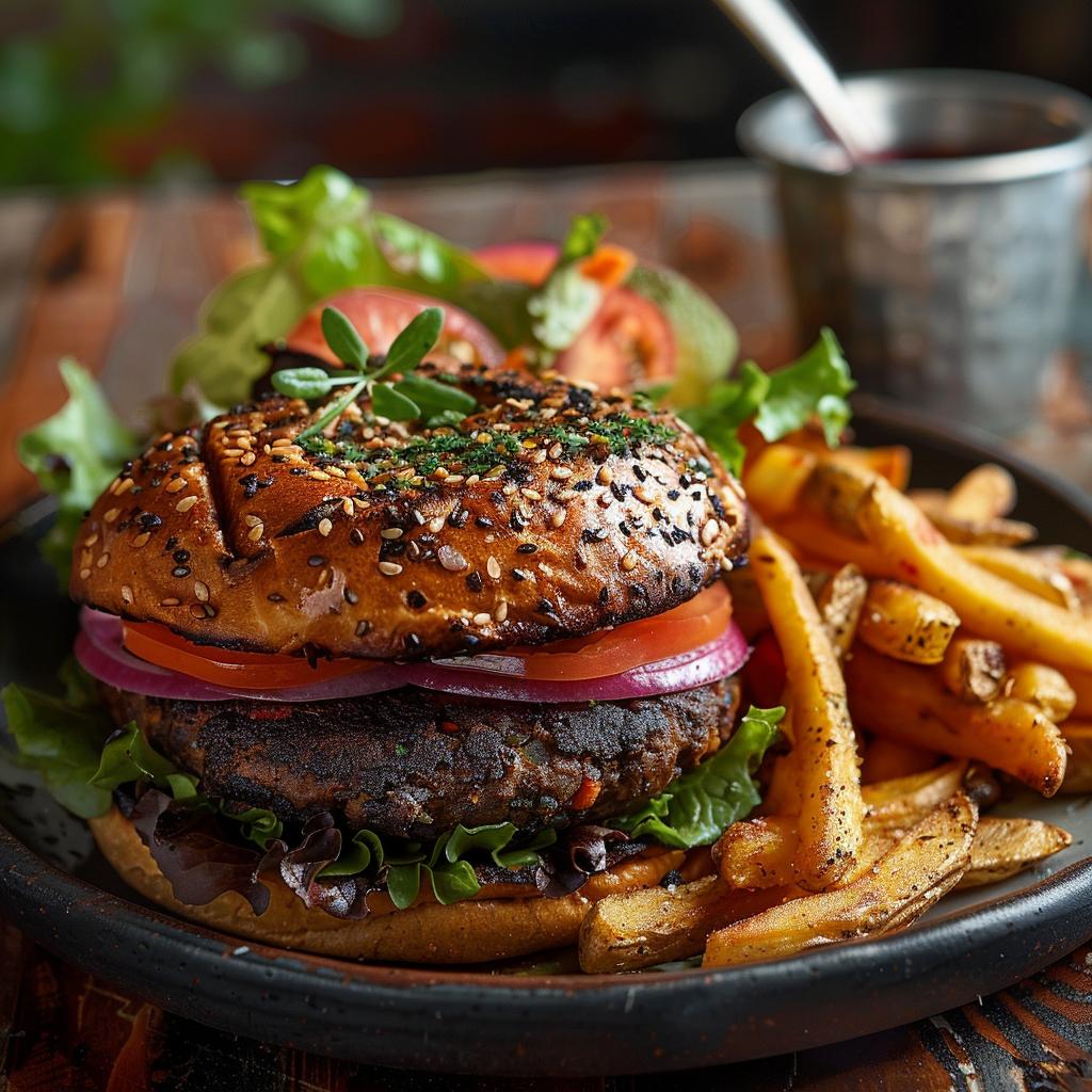 Burger végétalien aux haricots noirs
