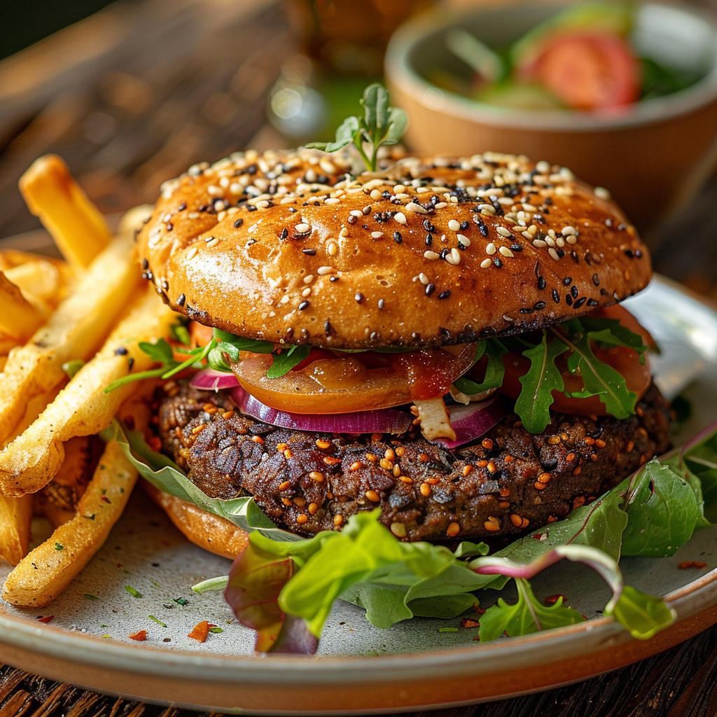Burger végétalien aux haricots noirs